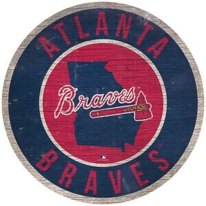 MLB Braves Circle Sign State 12" Retro Logo Atlanta Mancave Wall New